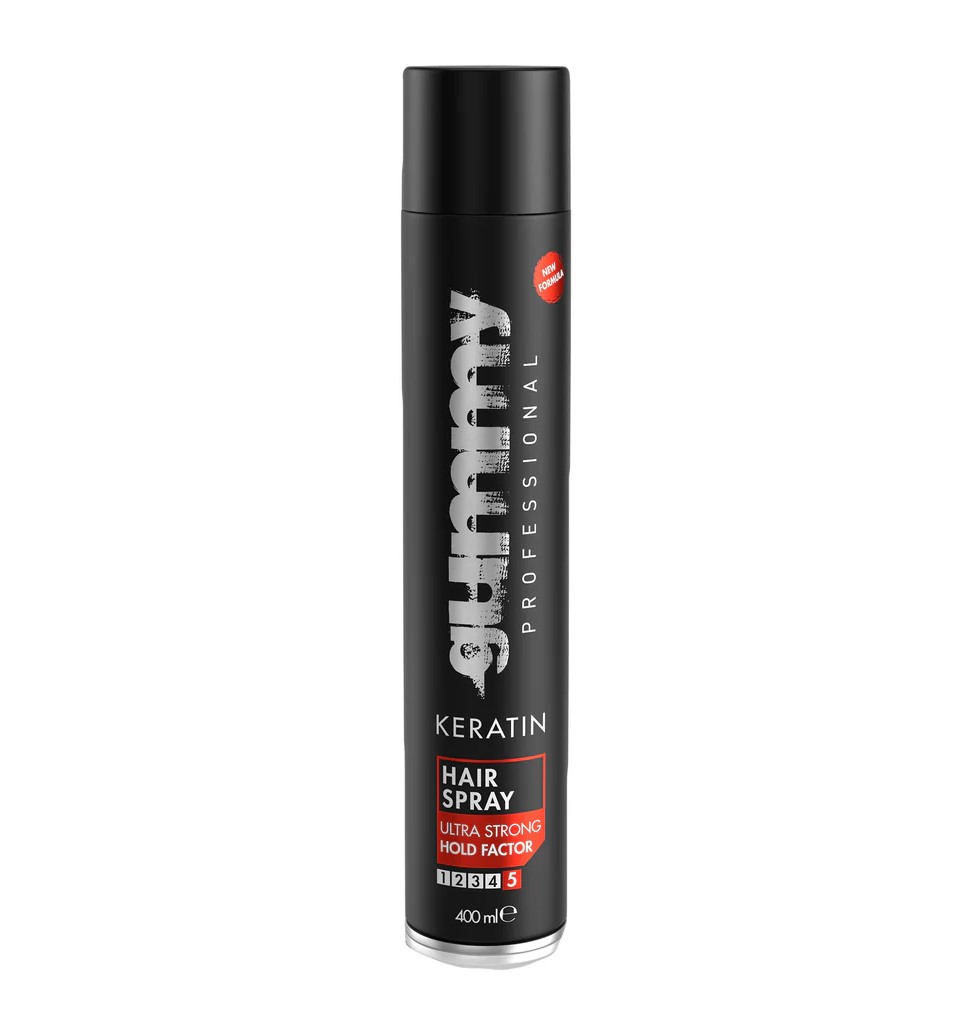 gummy-hair-spray-ultra-strong-keratin-mocny-laki.jpg GUMMY Hair Spray Ultra Strong Keratin - mocny lakier do włosów /400ml - Image 1